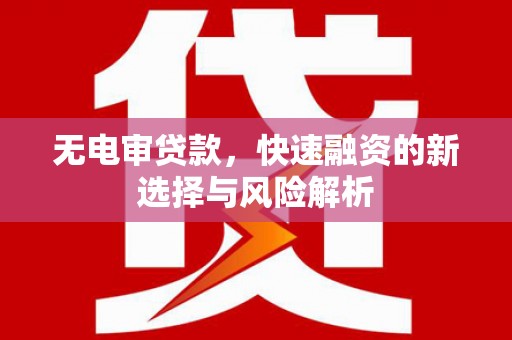 焉耆无电审贷款，快速融资的新选择与风险解析