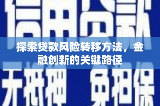 焉耆探索贷款风险转移方法，金融创新的关键路径